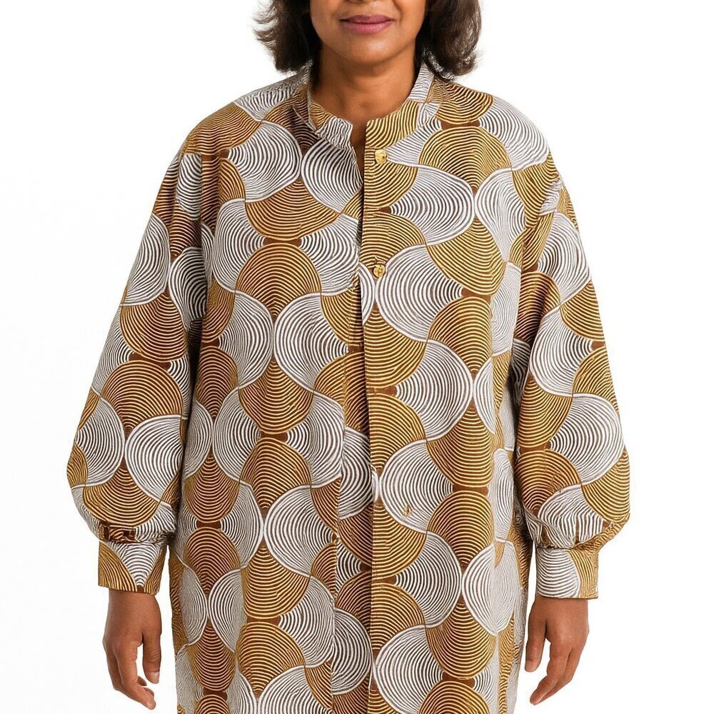 StyleWe Abstract Print 2 Piece Dress Jacket Set Artsy Mod Statement Occasionwear